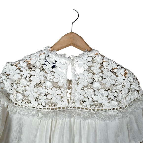 SEA NEW YORK Figgy Floral Appliqué Lace Trim Gauze Blouse - Picture 4 of 11